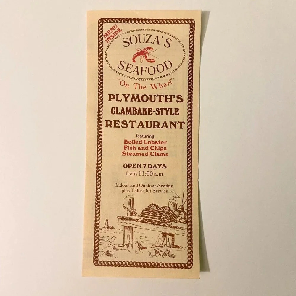 Vintage Souzas Seafood on the Wharf Restaurant Menu Brochure  Pamphlet